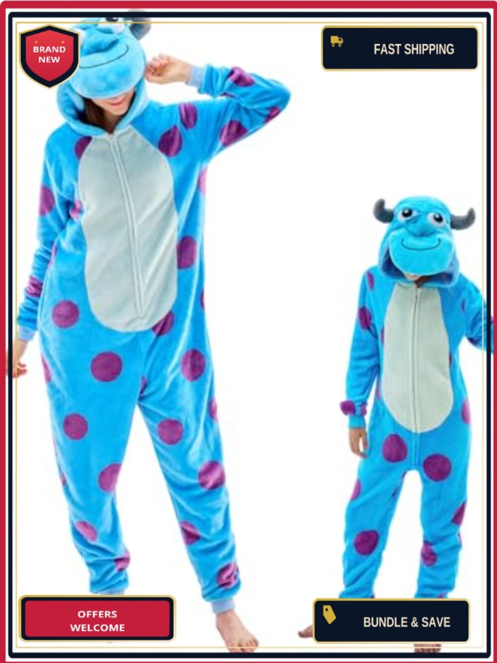 Unisex Adult Animal Onesie Pajama Halloween Costume Flannel Fleece